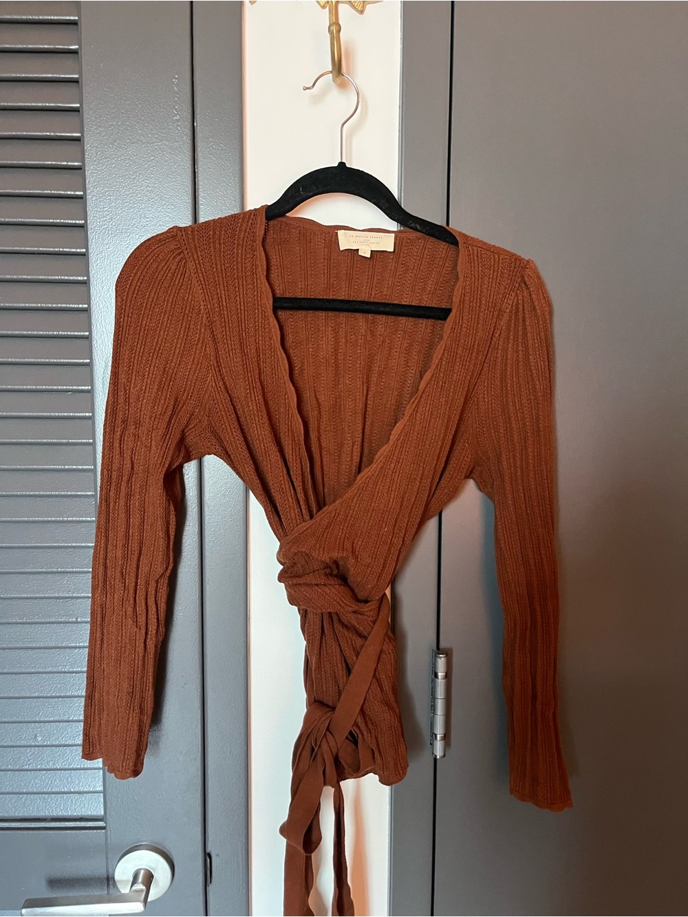 Sézane Wrap Sweater Cardigan - Rust Brown